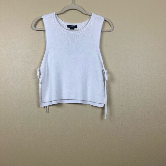 New White Black House Market WHBM Top White Knit Tank Tie Side NWT Size S - Picture 3 of 6